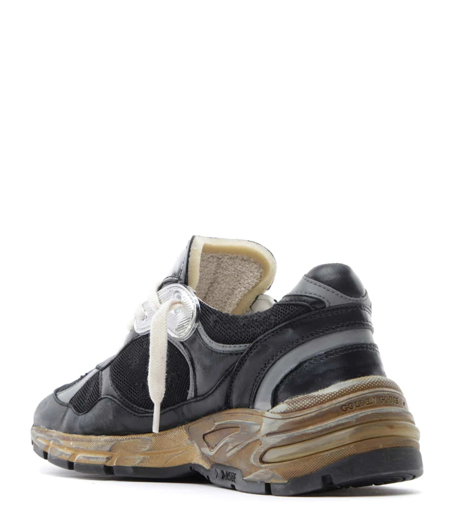 Golden Goose Baskets Running Dad Cuir Noir Argenté 5 Golden Goose Baskets Running Dad Cuir Noir Argenté – Image 3
