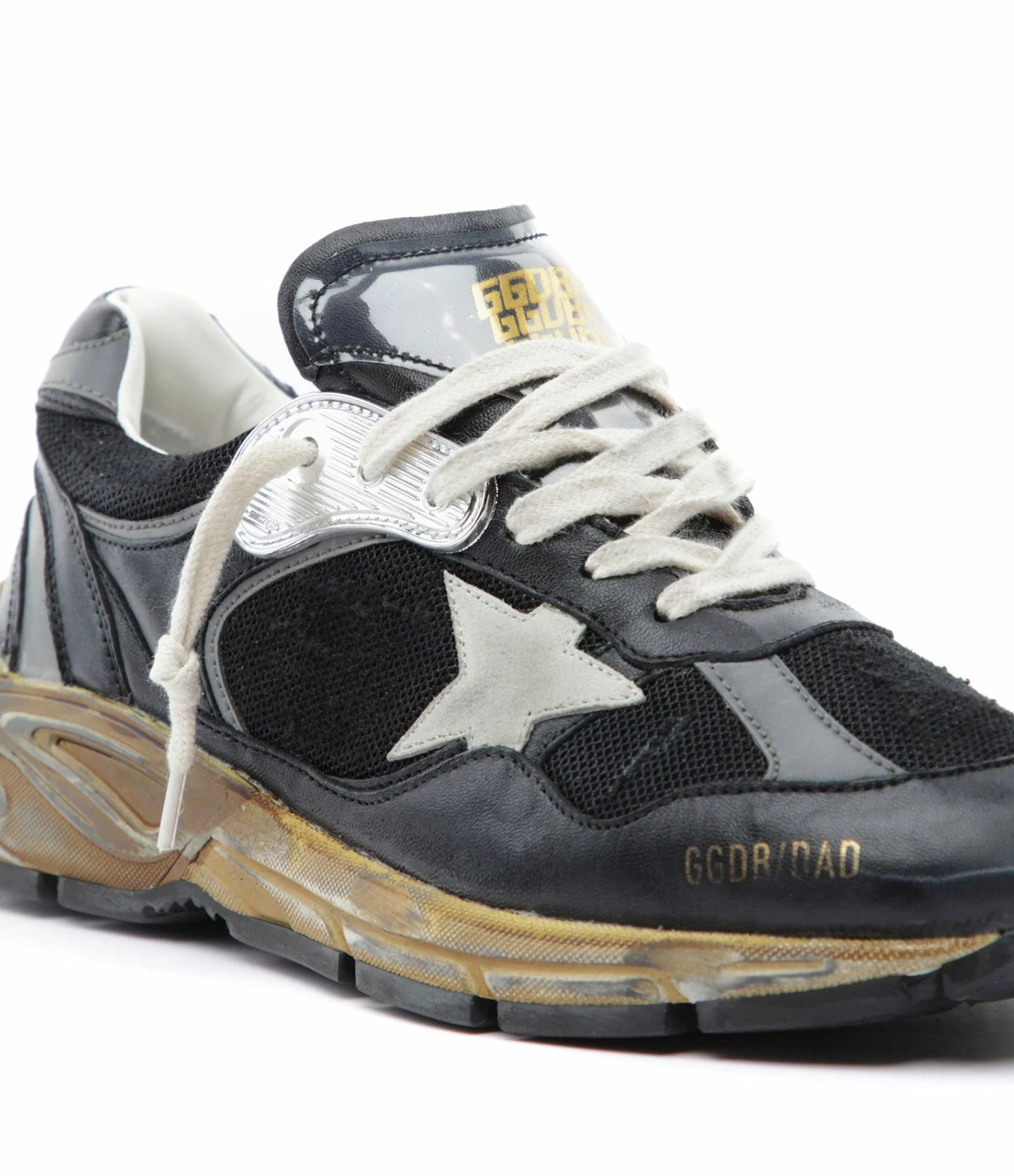 Golden Goose Baskets Running Dad Cuir Noir Argenté 6 Golden Goose Baskets Running Dad Cuir Noir Argenté – Image 4