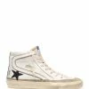 Golden Goose Baskets Slide Cuir Blanc Noir