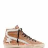 Golden Goose Baskets Homme Slide Vintage Cuir Cognac Blanc