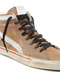 Golden Goose Baskets Homme Slide Vintage Cuir Cognac Blanc -Golden Goose-boutique golde43843 pck20220902 4 1