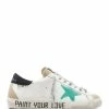 Golden Goose Baskets Homme Superstar Cuir Blanc Vert Noir