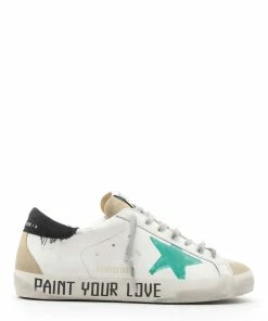 Golden Goose Baskets Homme Superstar Cuir Blanc Vert Noir