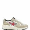 Golden Goose Baskets Homme Running Sole Cuir Ice Argenté Rouge