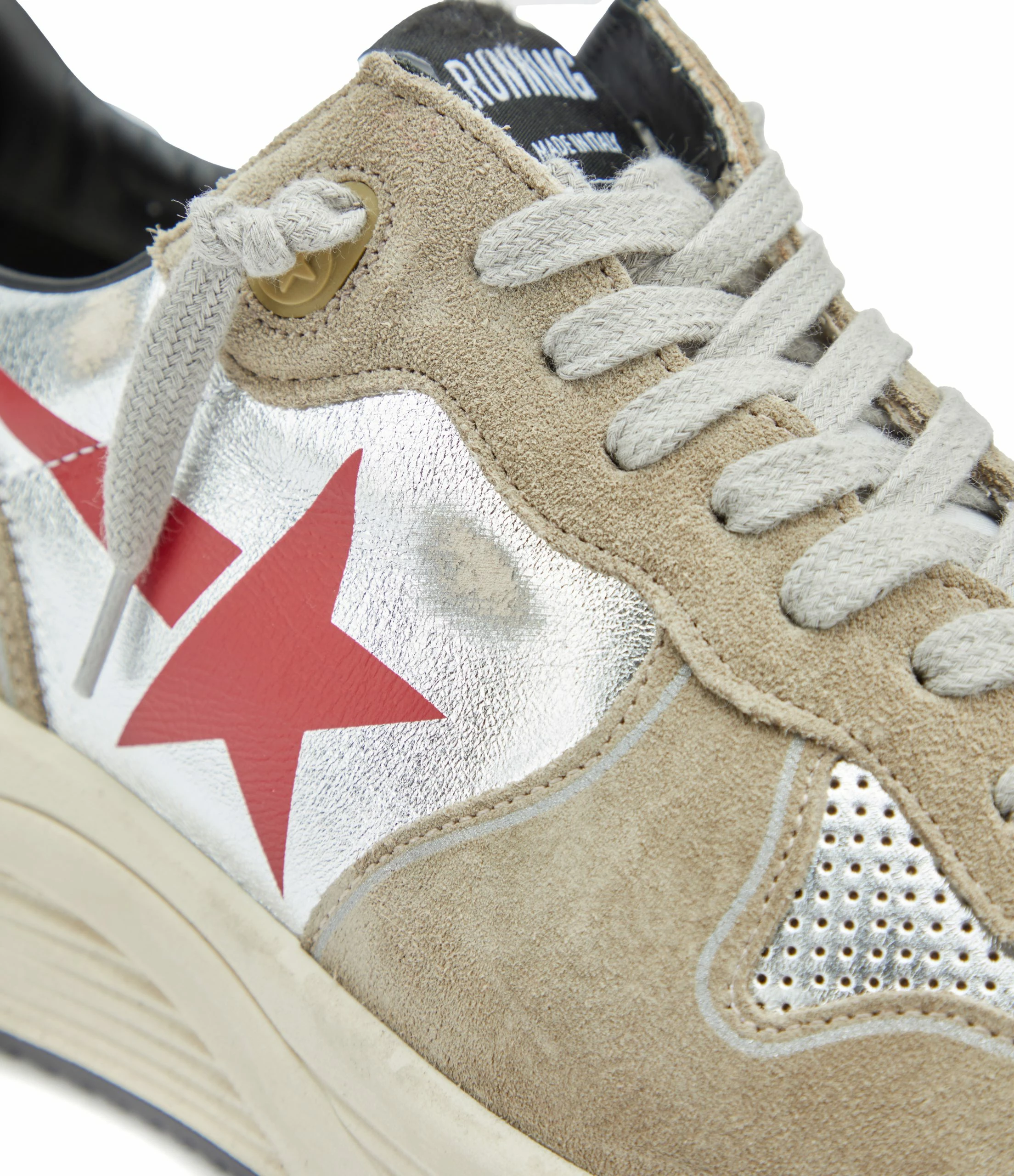 Golden Goose Baskets Homme Running Sole Cuir Ice Argenté Rouge 6 Golden Goose Baskets Homme Running Sole Cuir Ice Argenté Rouge – Image 4