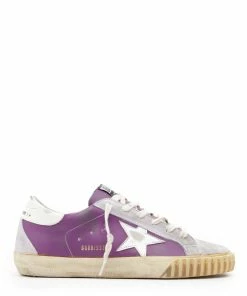 Golden Goose Baskets Superstar Cuir Violet Iris Argenté Blanc