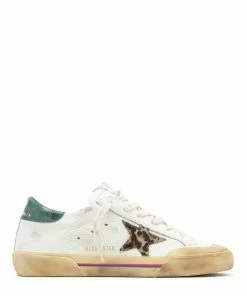 Golden Goose Baskets Superstar Cuir Crème Léopard Vert