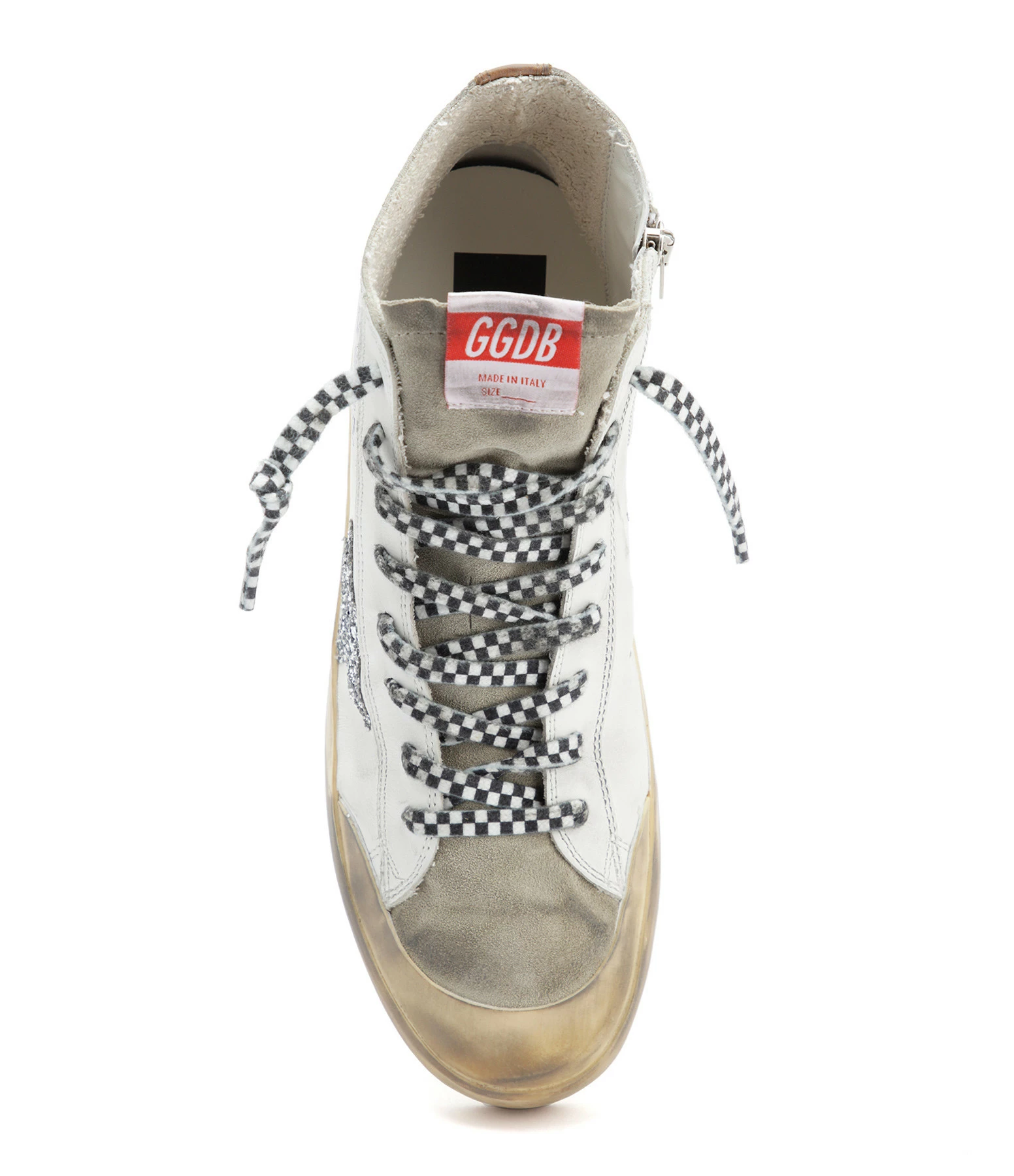 Golden Goose Baskets Francy Glitter Cuir Blanc Taupe 4 Golden Goose Baskets Francy Glitter Cuir Blanc Taupe – Image 2