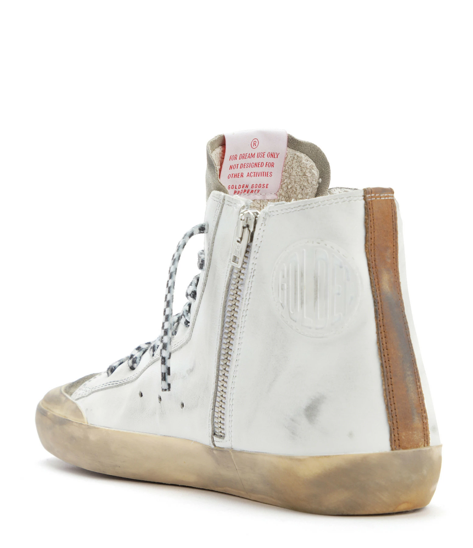 Golden Goose Baskets Francy Glitter Cuir Blanc Taupe 5 Golden Goose Baskets Francy Glitter Cuir Blanc Taupe – Image 3