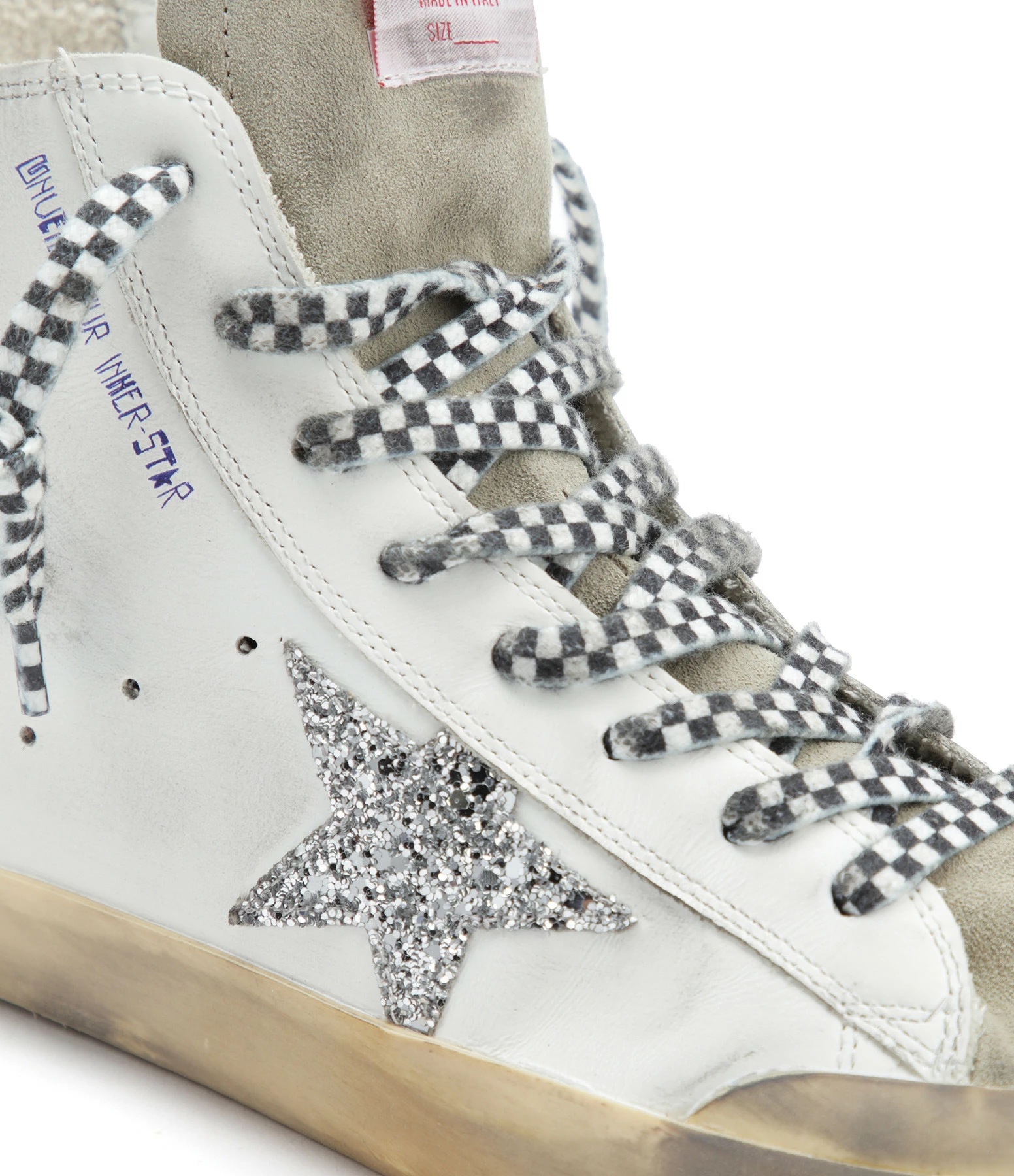 Golden Goose Baskets Francy Glitter Cuir Blanc Taupe 6 Golden Goose Baskets Francy Glitter Cuir Blanc Taupe – Image 4