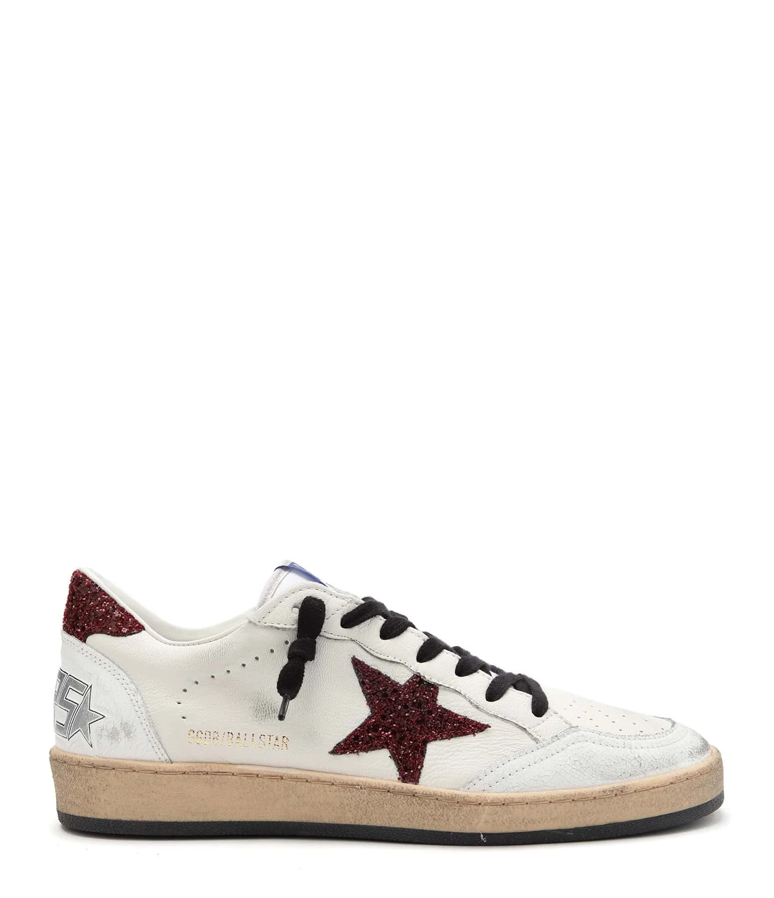 Golden Goose Baskets Ball Star Glitter Cuir Blanc Bordeaux 3 Golden Goose Baskets Ball Star Glitter Cuir Blanc Bordeaux