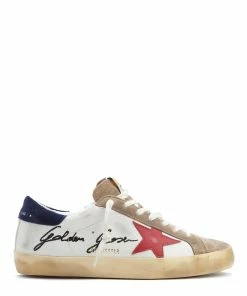 Golden Goose Baskets Homme Superstar Cuir Blanc Rouge Tabac