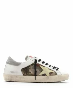 Golden Goose Baskets Homme Superstar Cuir Camouflage Blanc Vert