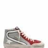 Golden Goose Baskets Homme Slide Cuir Gris Rouge Blanc Argenté
