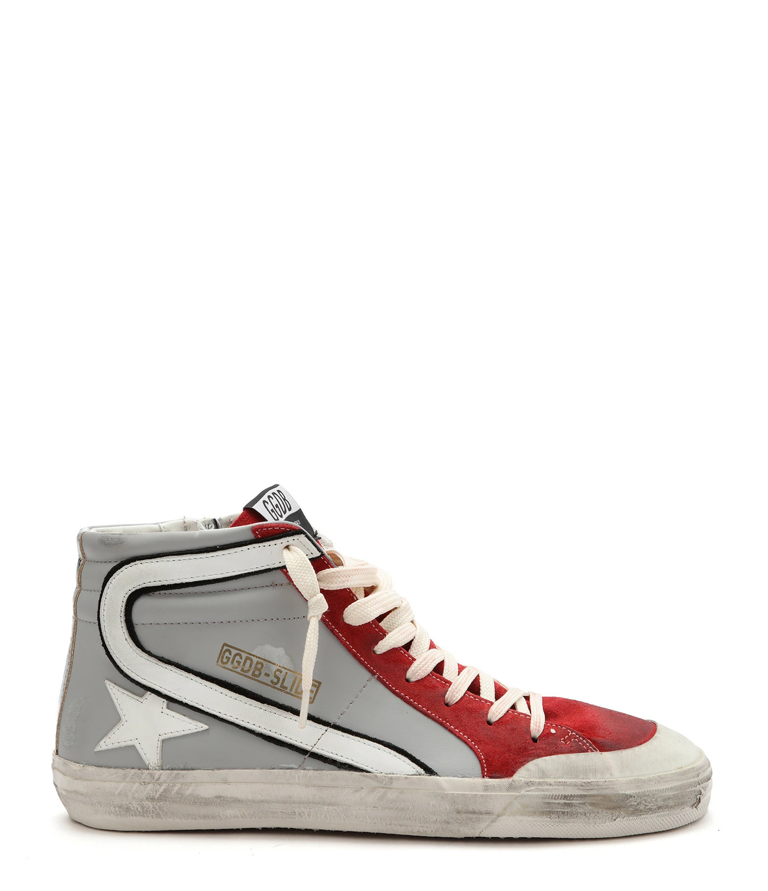 Golden Goose Baskets Homme Slide Cuir Gris Rouge Blanc Argenté 3 Golden Goose Baskets Homme Slide Cuir Gris Rouge Blanc Argenté