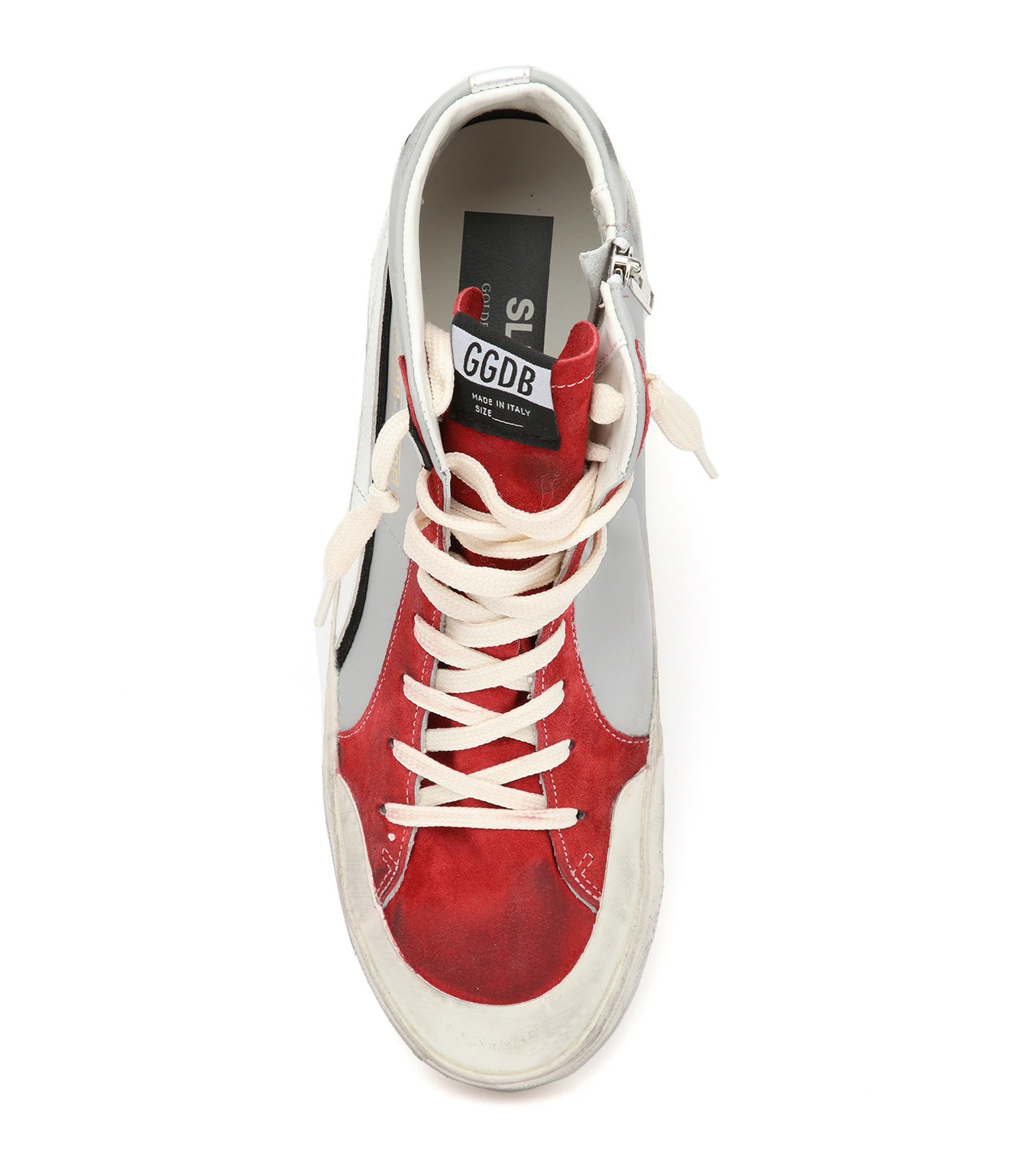 Golden Goose Baskets Homme Slide Cuir Gris Rouge Blanc Argenté 6 Golden Goose Baskets Homme Slide Cuir Gris Rouge Blanc Argenté – Image 4