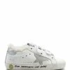 Golden Goose Baskets Bébé Old School Cuir Blanc Beige Argenté