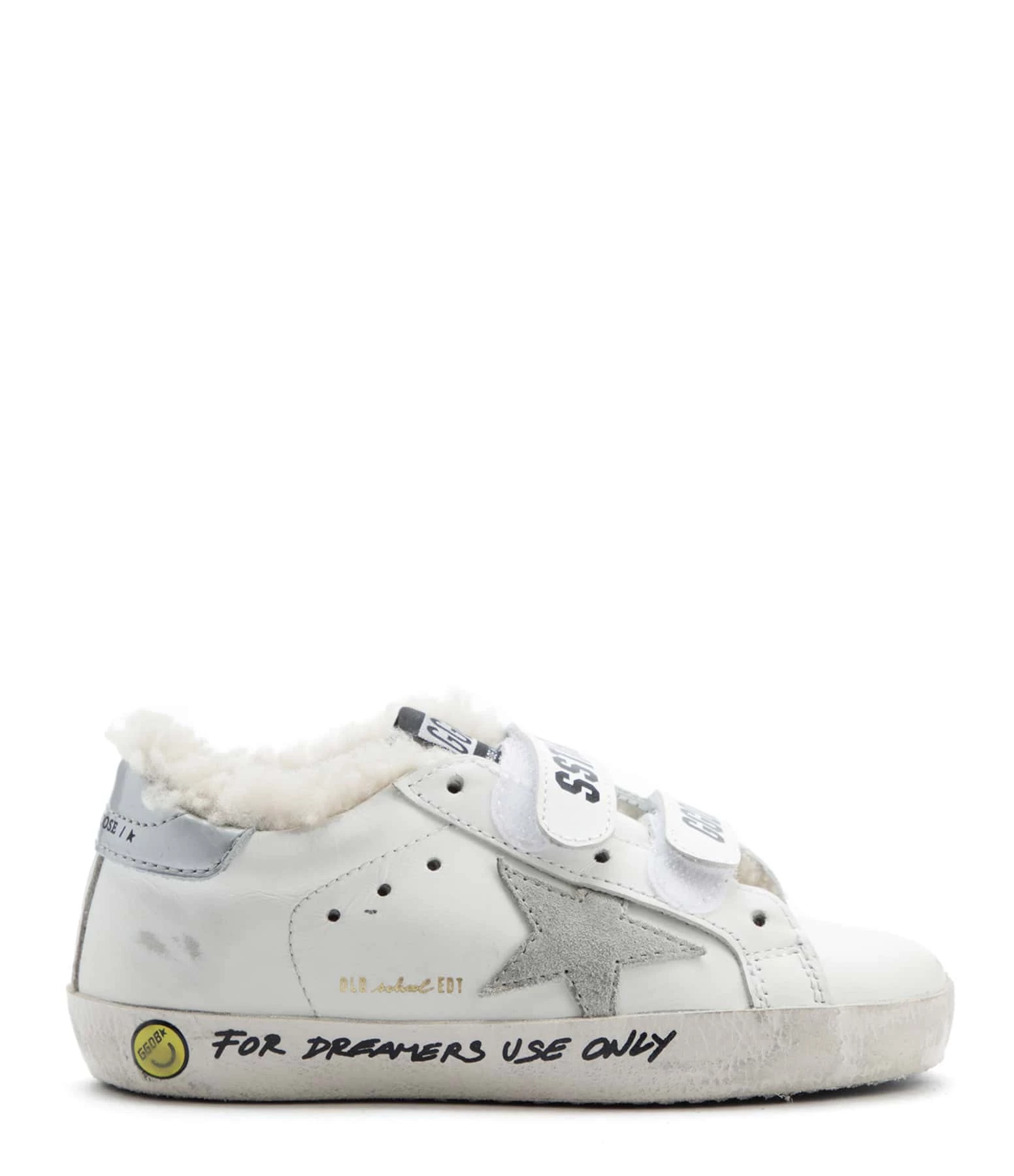 Golden Goose Baskets Bébé Old School Cuir Blanc Beige Argenté 3 Golden Goose Baskets Bébé Old School Cuir Blanc Beige Argenté