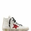 Golden Goose Baskets Enfant Francy Cuir Blanc Rouge Doré