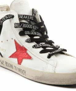 Golden Goose Baskets Enfant Francy Cuir Blanc Rouge Doré -Golden Goose-boutique golde44106 pck20220902 4