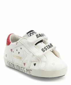 Golden Goose Baskets Bébé School Cuir Blanc Rouge -Golden Goose-boutique golde44107 pck20220628 4