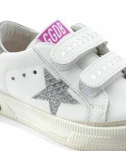 Golden Goose Baskets Enfant May School Cuir Blanc Argenté Gris -Golden Goose-boutique golde44113 pck20220513 4 1