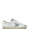 Golden Goose Baskets Enfant Superstar Cuir Blanc Glitter Argenté Doré