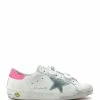 Golden Goose Baskets Enfant Old School Cuir Blanc Menthe Rose Fluo