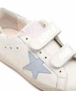 Golden Goose Baskets Enfant Old School Cuir Blanc Bleu Poudré Argenté -Golden Goose-boutique golde44120 pck20221007 4