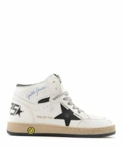 Golden Goose Baskets Enfant Sky Star Cuir Blanc Noir
