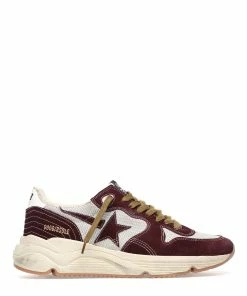 Golden Goose Baskets Homme Running Cuir Violet Argenté Crème