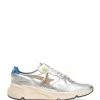Golden Goose Baskets Homme Running Cuir Argenté Taupe Bleu