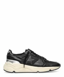 Golden Goose Baskets Homme Running Cuir Noir Argenté