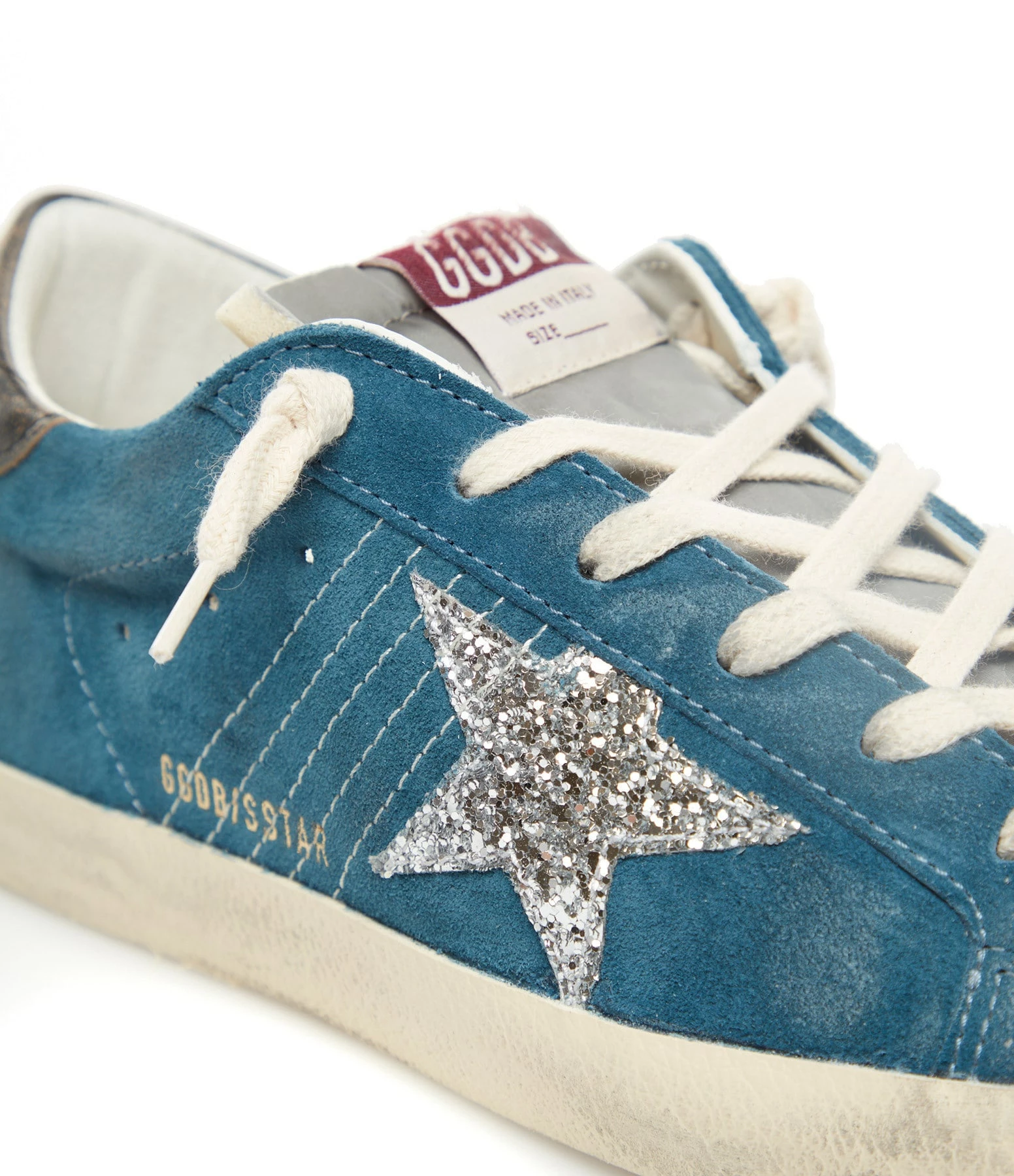 Golden Goose Baskets Superstar Cuir Bleu Argenté Noir 6 Golden Goose Baskets Superstar Cuir Bleu Argenté Noir – Image 4