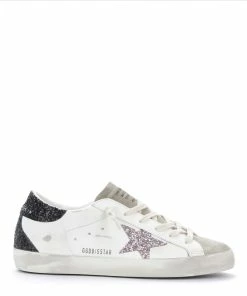 Golden Goose Baskets Superstar Cuir Crème Mauve Noir
