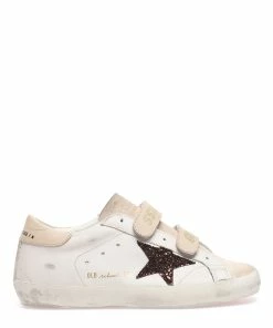 Golden Goose Baskets Old School Cuir Écru Beige Café