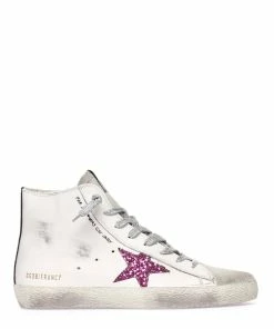 Golden Goose Baskets Francy Cuir Blanc Fuchsia Noir