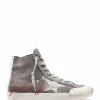 Golden Goose Baskets Francy Cuir Gris Charbon Gris Rouge