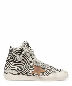 Golden Goose Baskets Francy Cuir Zèbre Tabac Noir