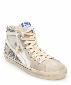 Golden Goose Baskets Slide Cuir Glitter Blanc Marbre -Golden Goose-boutique golde49311 pck20221229 3
