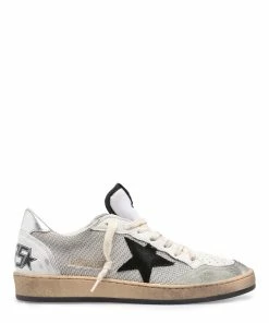 Golden Goose Baskets Ball Star Cuir Argenté Noir