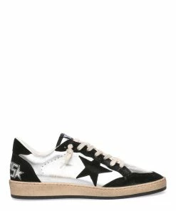 Golden Goose Baskets Ball Star Cuir Argenté Noir