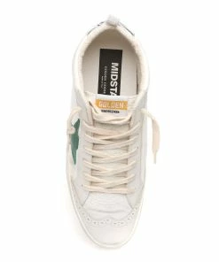 Golden Goose Baskets Mid Star Cuir Crème Vert Argenté -Golden Goose-boutique golde49318 pck20221229 2