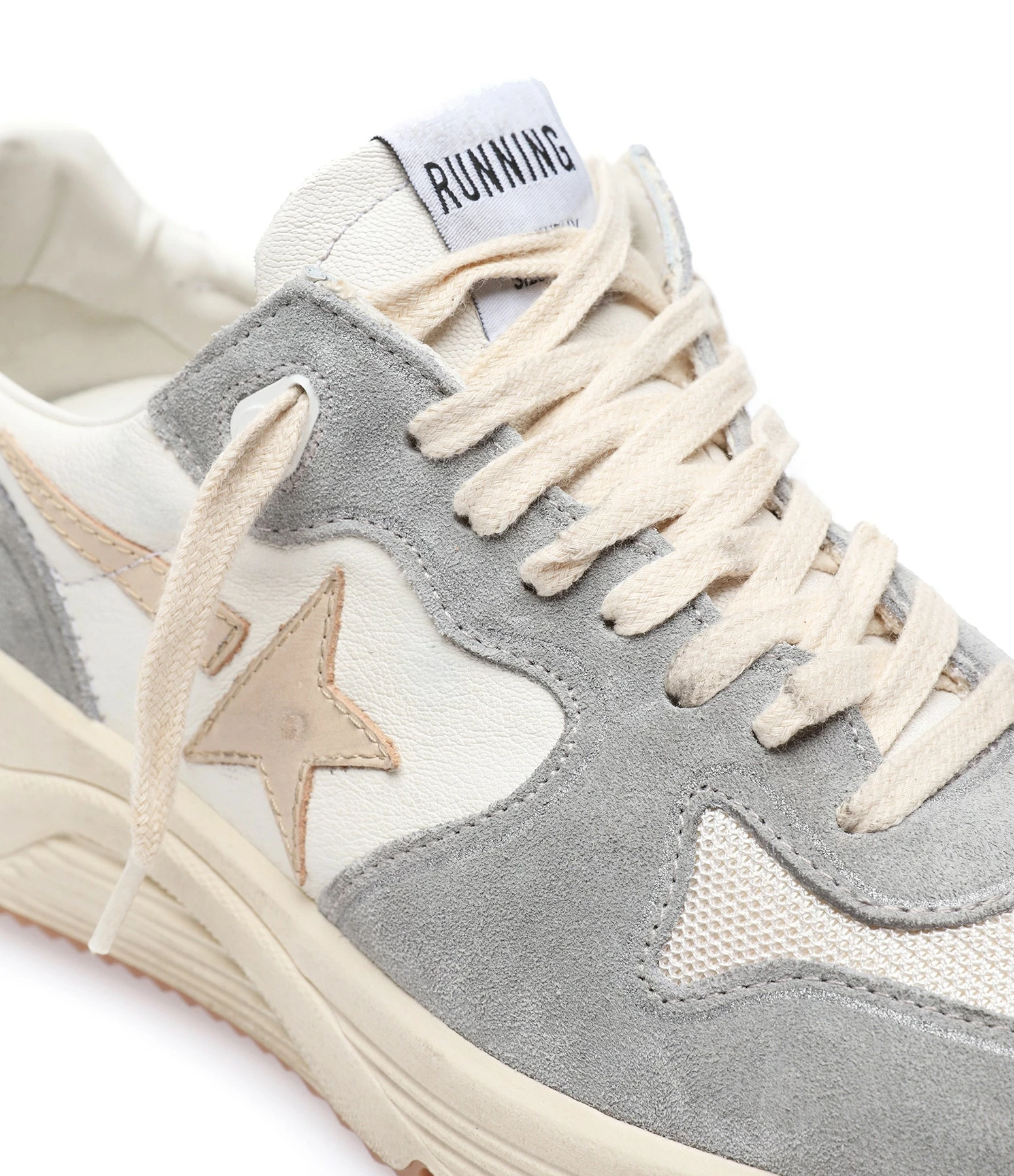 Golden Goose Baskets Running Cuir Gris Crème Argenté 6 Golden Goose Baskets Running Cuir Gris Crème Argenté – Image 4