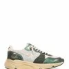 Golden Goose Baskets Running Cuir Vert Crème Ivoire