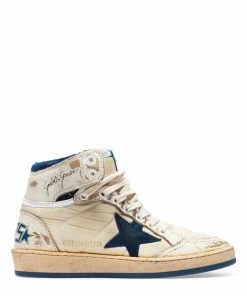 Golden Goose Baskets Sky Star Cuir Blanc Bleu Foncé