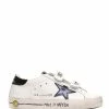 Golden Goose Baskets Enfant Old School Cuir Blanc Navy Noir