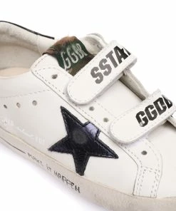 Golden Goose Baskets Enfant Old School Cuir Blanc Navy Noir -Golden Goose-boutique golde49375 pck20230124 4