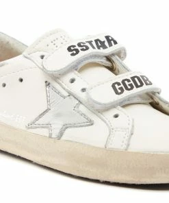 Golden Goose Baskets Enfant Old School Cuir Blanc Argenté Vert -Golden Goose-boutique golde49377 pck20221115 4