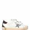 Golden Goose Baskets Enfant Old School Cuir Blanc Argenté Café
